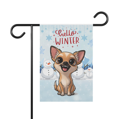 Chihuahua Hello Winter Garden Banner