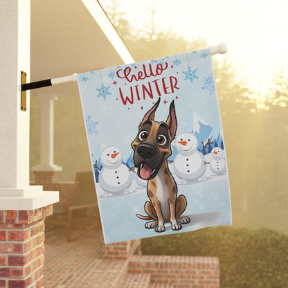Great Dane Hello Winter Garden Banner