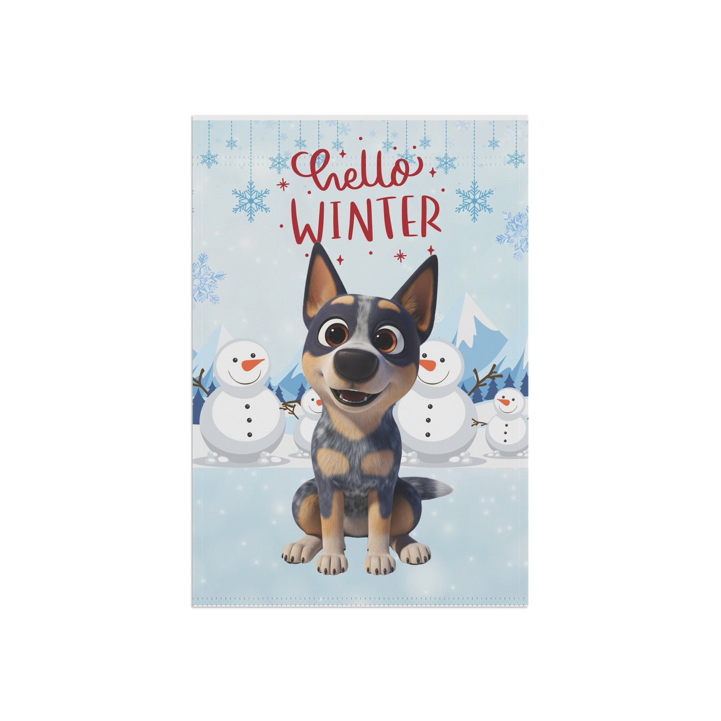 Blue Heeler Hello Winter Garden Banner