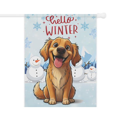 Golden Retriever Hello Winter Garden Banner