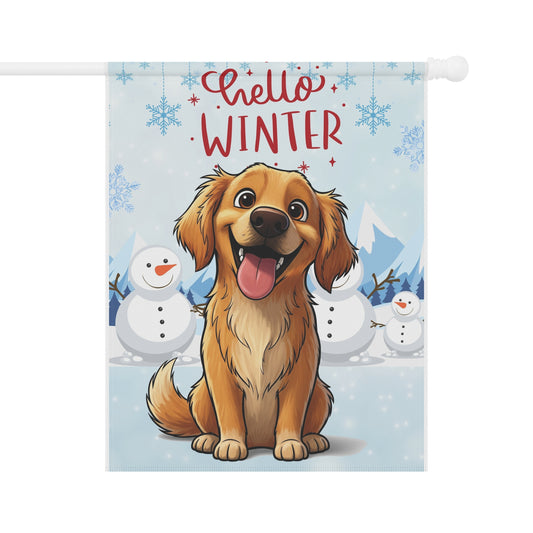 Golden Retriever Hello Winter Garden Banner