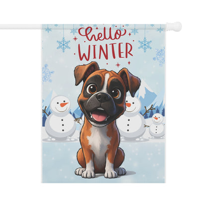 Boxer Hello Winter Garden Banner