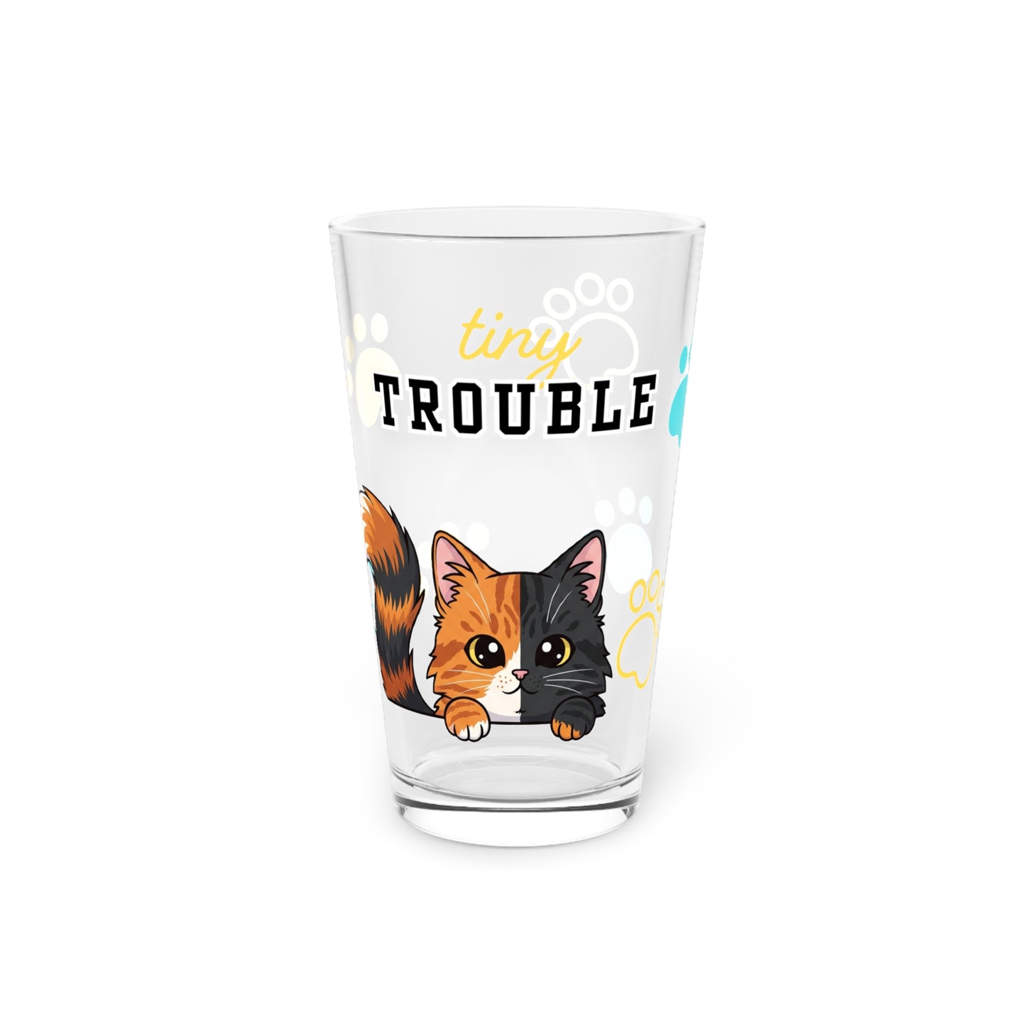 Long hair chimera cat Tiny Trouble Pint Glass