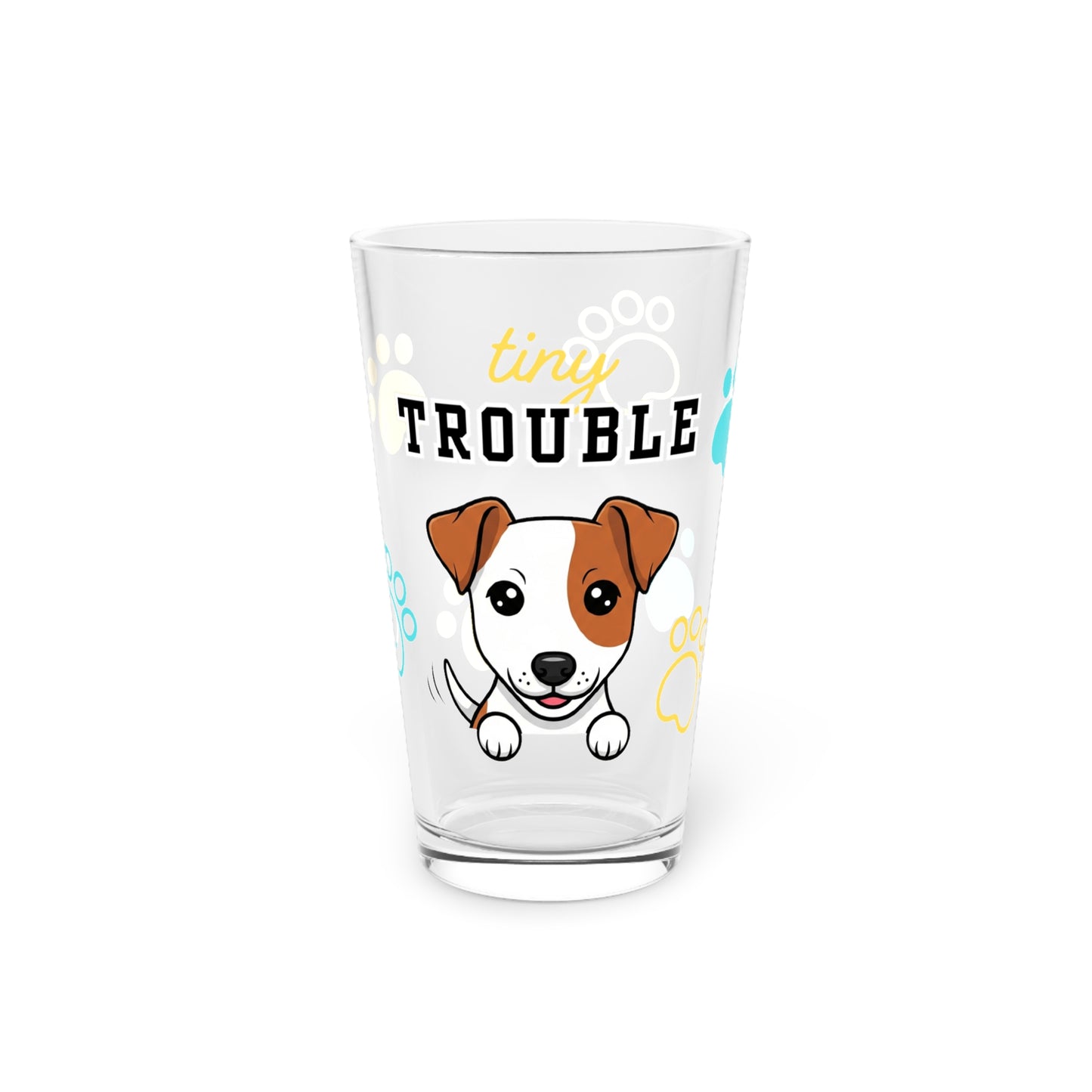 Jack Russell Tiny Trouble Pint Glass