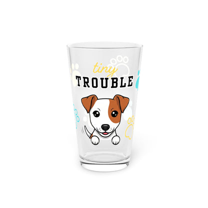 Jack Russell Tiny Trouble Pint Glass