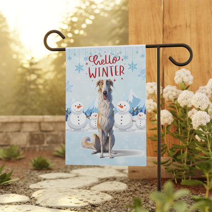 Borzoi Hello Winter Garden Banner
