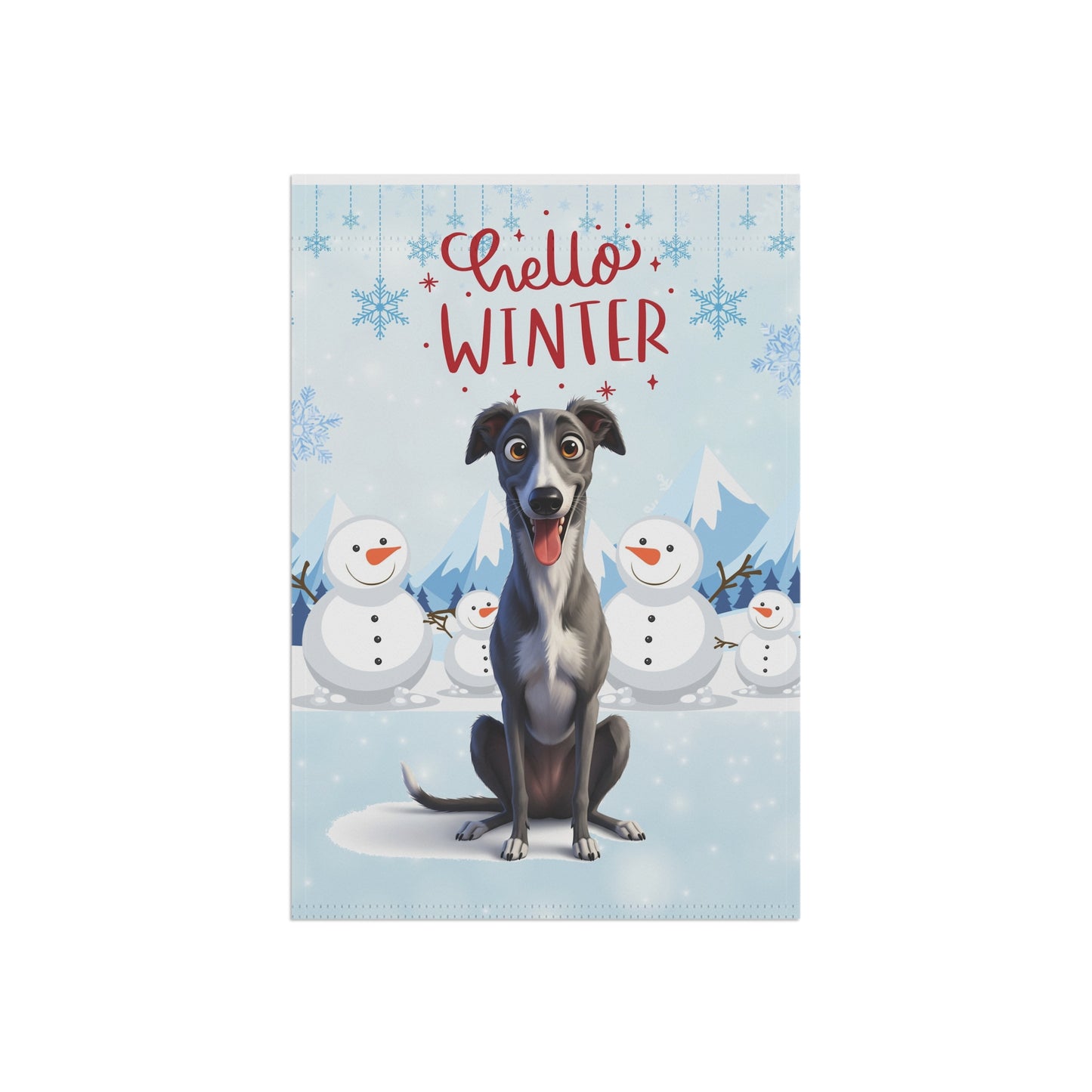 Greyhound Hello Winter Garden Banner