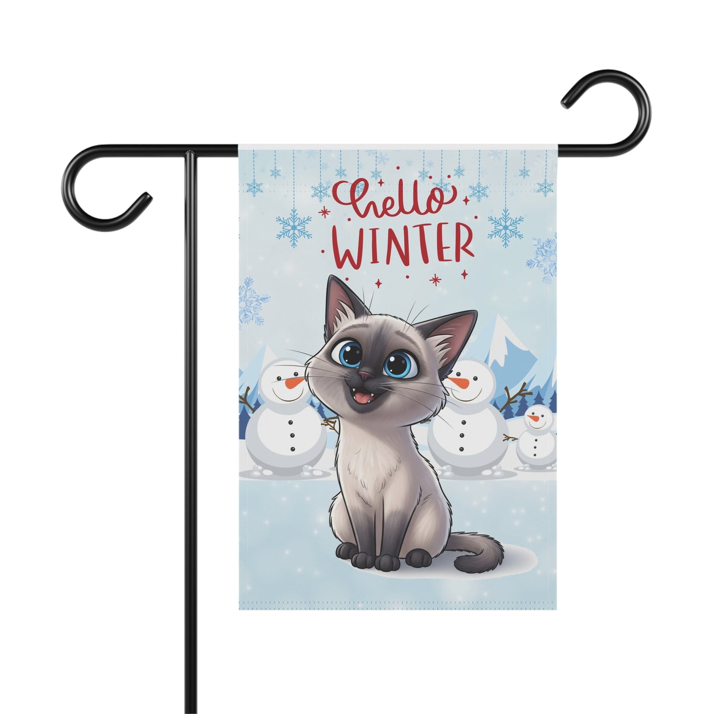 Siamese Cat Hello Winter Garden Banner