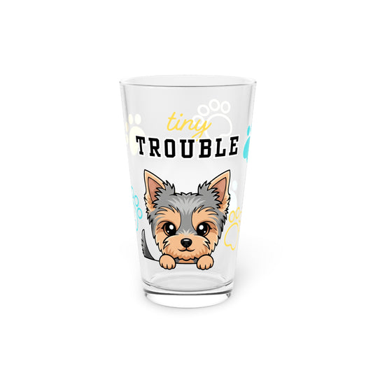 Yorkie Tiny Trouble Pint Glass