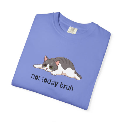 Short hair bi-color gray cat Not Today Bruh T-Shirt