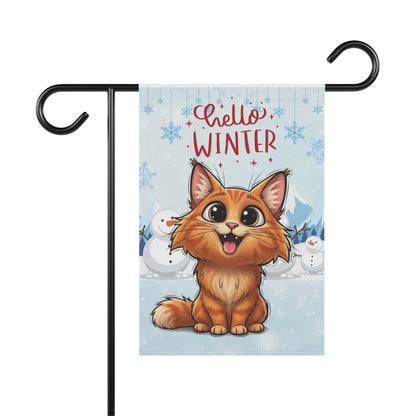 Norwegian Forest Hello Winter Garden Banner
