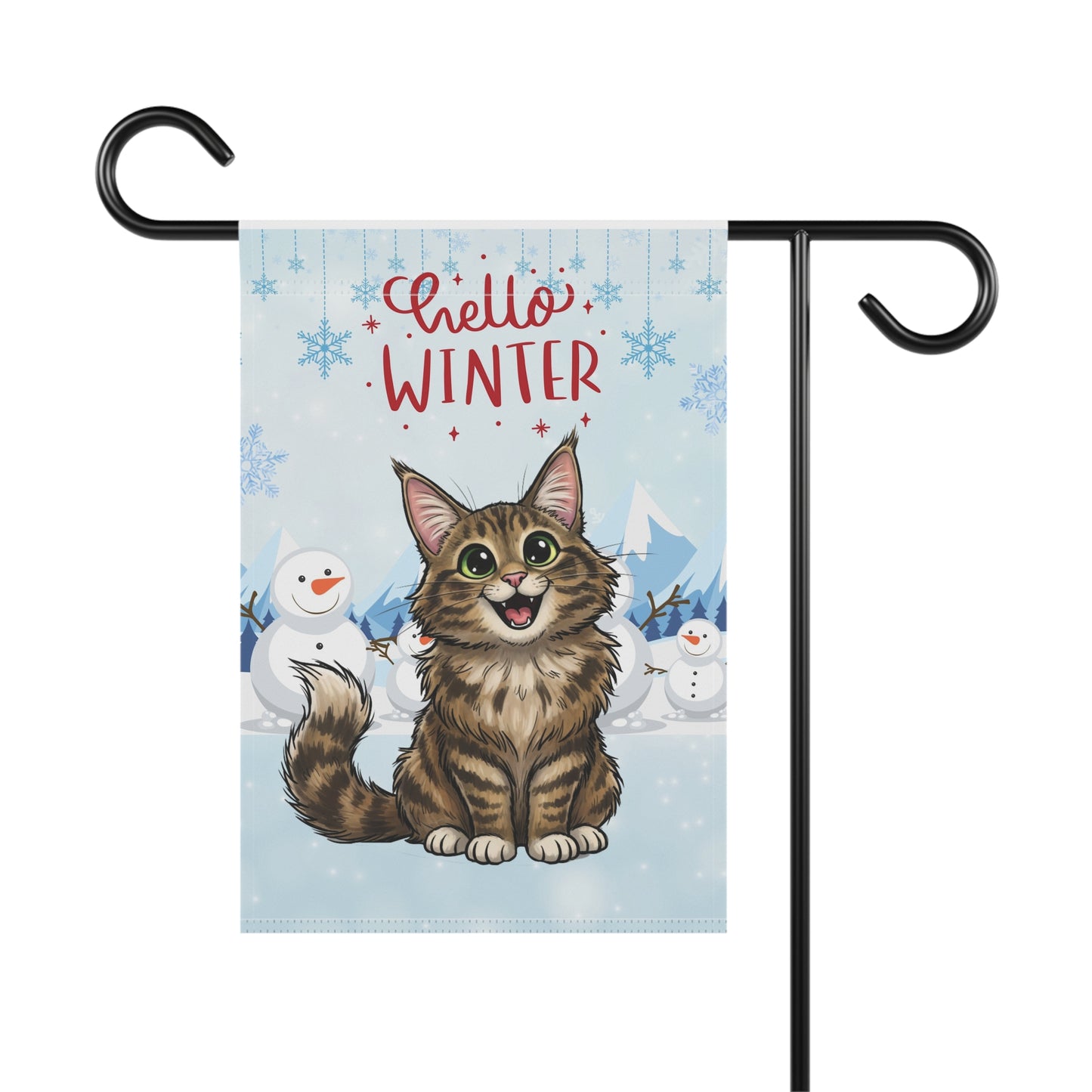 Maine Coon Hello Winter Garden Banner