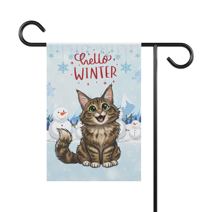 Maine Coon Hello Winter Garden Banner