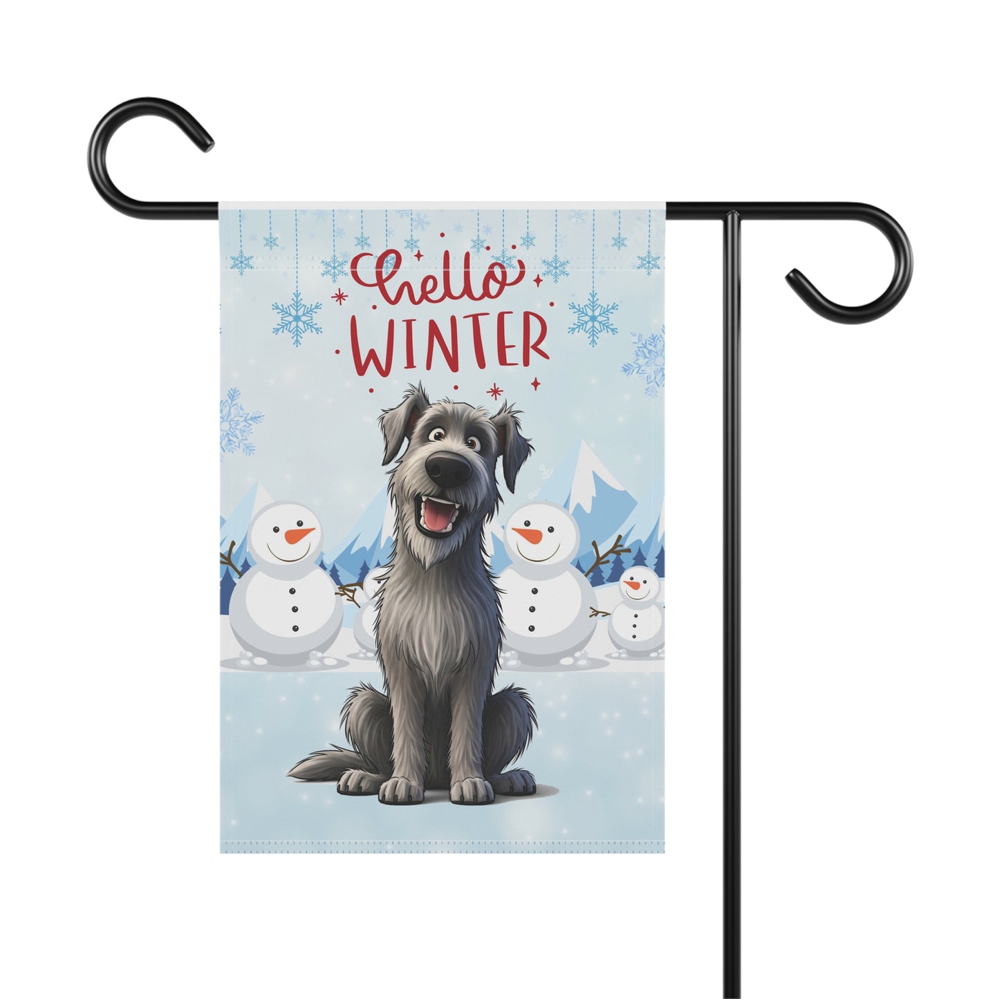 Irish Wolfhound Hello Winter Garden Banner