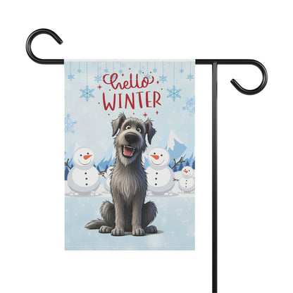 Irish Wolfhound Hello Winter Garden Banner