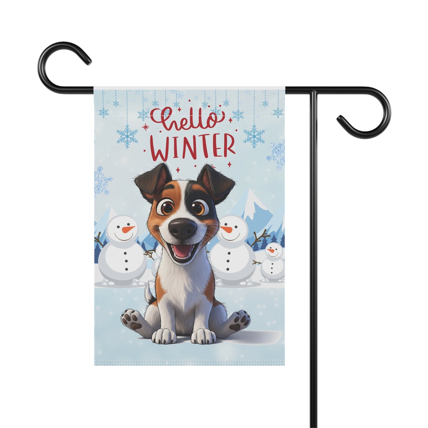 Jack Russell Hello Winter Garden Banner