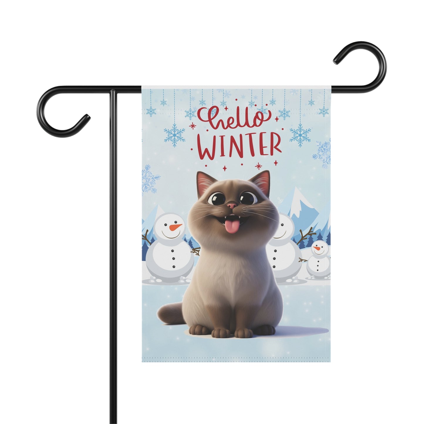 Siamese Cat Hello Winter Garden Banner