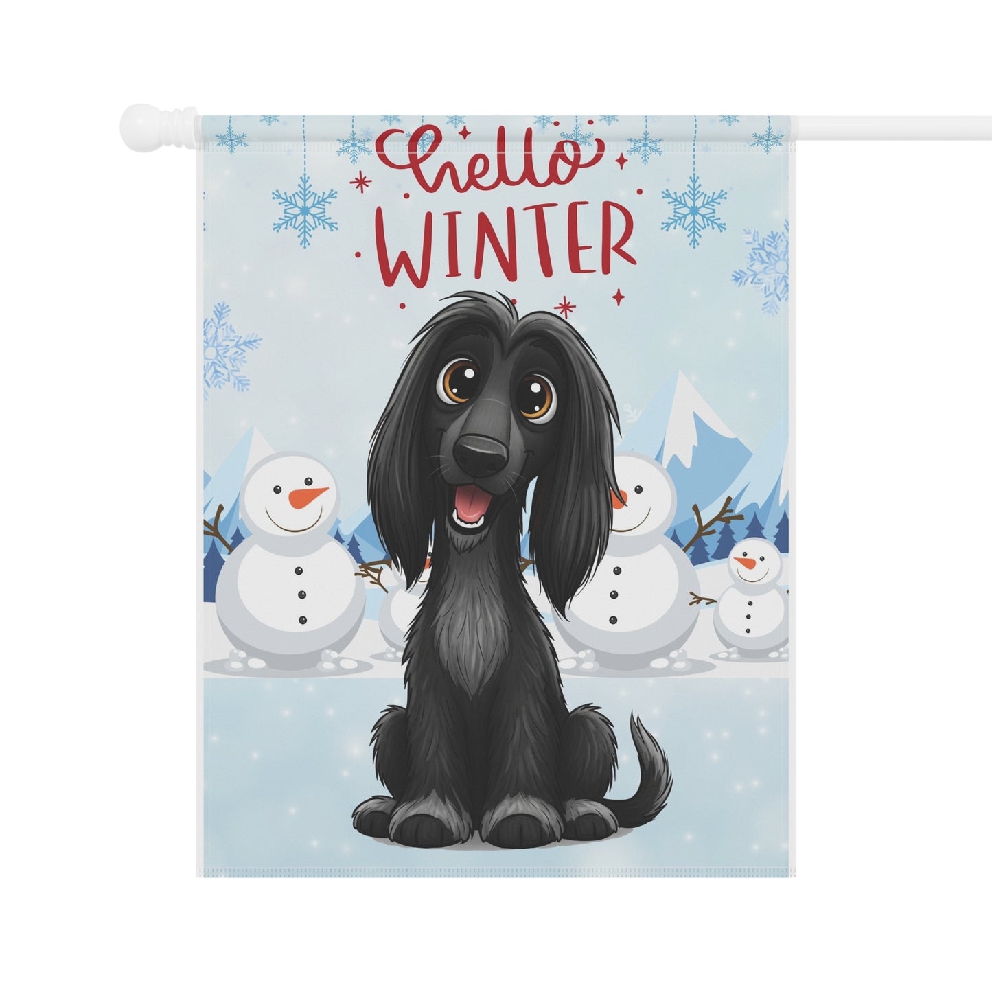 Afghan Hound Hello Winter Garden Banner