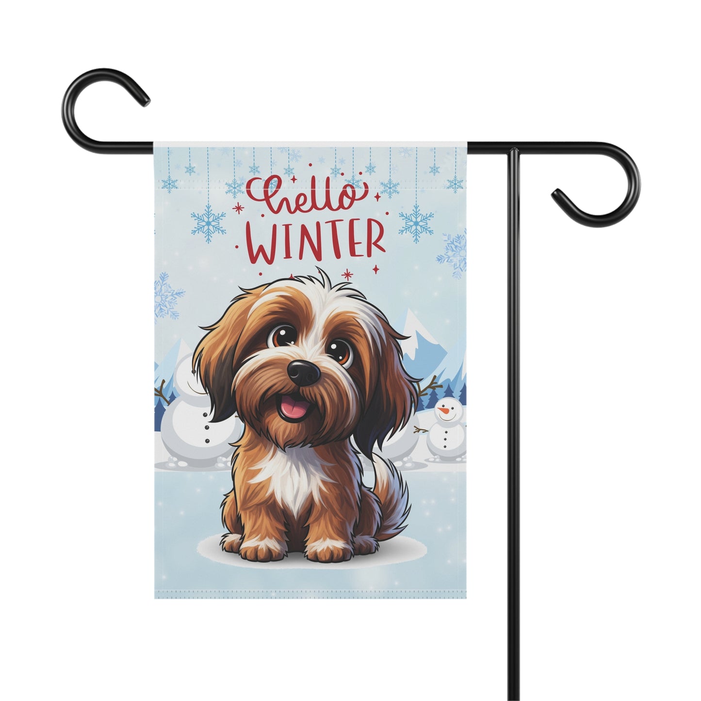 Tibetan Terrier Hello Winter Garden Banner
