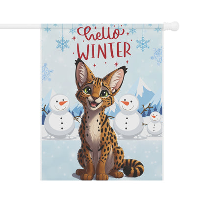 Savannah Cat Hello Winter Garden Banner