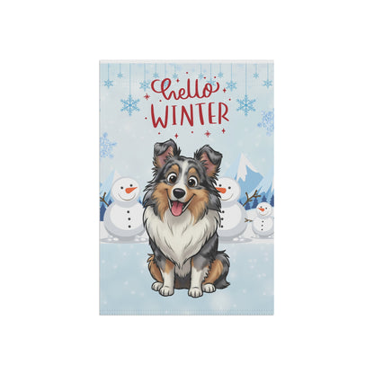 Sheltie Hello Winter Garden Banner