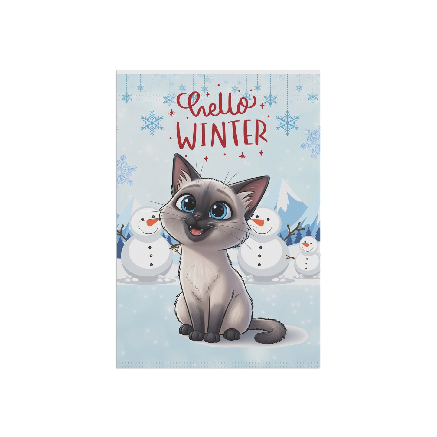 Siamese Cat Hello Winter Garden Banner