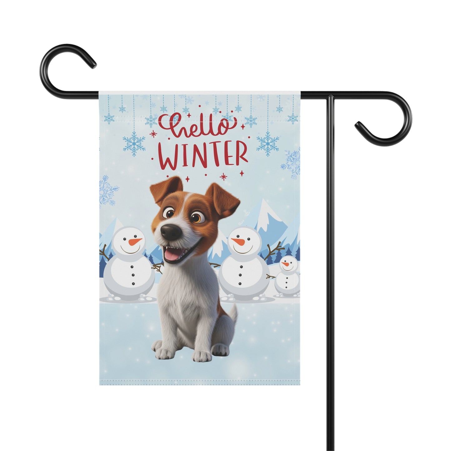 Jack Russell Hello Winter Garden Banner