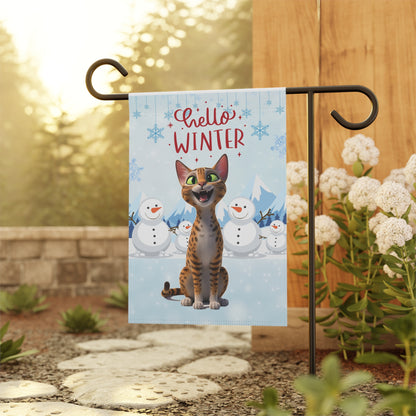 Egyptian Mau Hello Winter Garden Banner