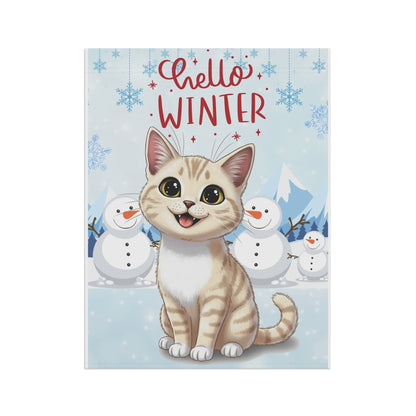 Short hair cream cat Hello Winter Garden Banner
