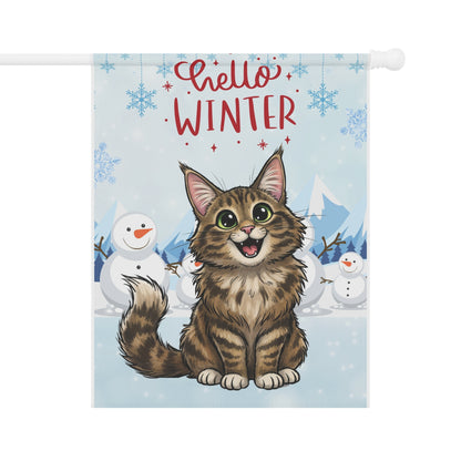 Maine Coon Hello Winter Garden Banner
