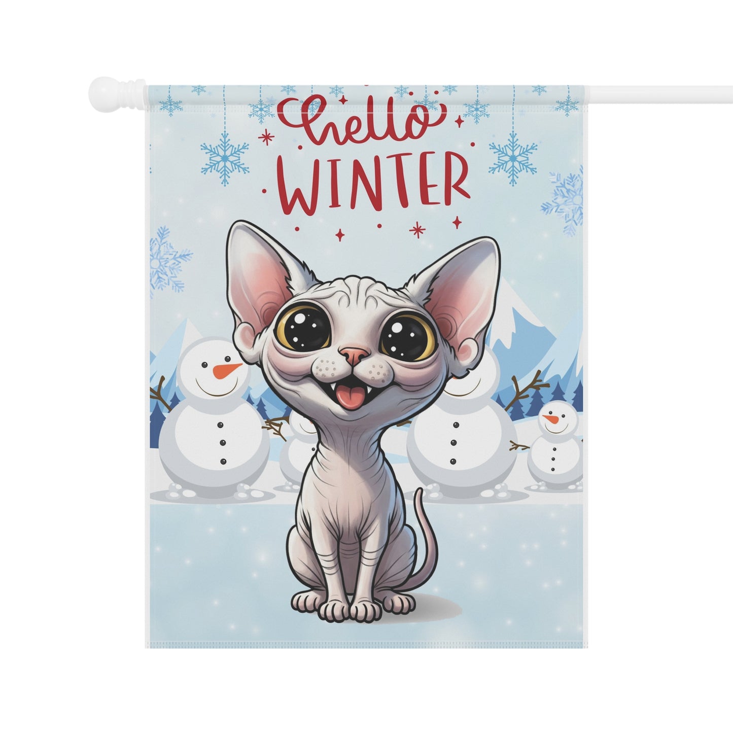Sphynx Cat Hello Winter Garden Banner