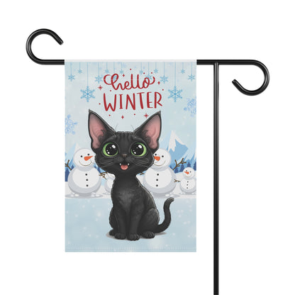 Devon Rex Hello Winter Garden Banner