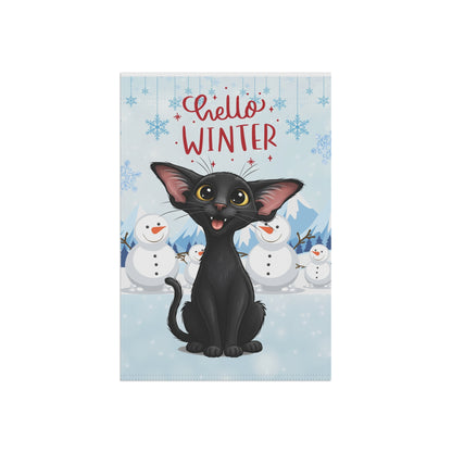 Oriental Shorthair Cat Hello Winter Garden Banner