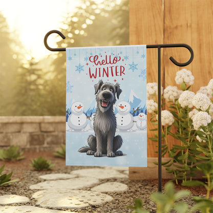 Irish Wolfhound Hello Winter Garden Banner