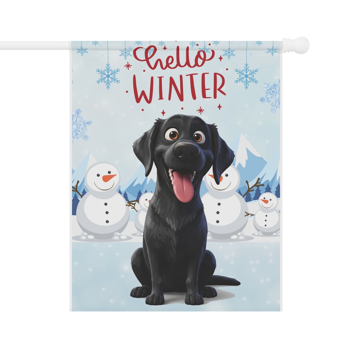 Labrador Hello Winter Garden Banner