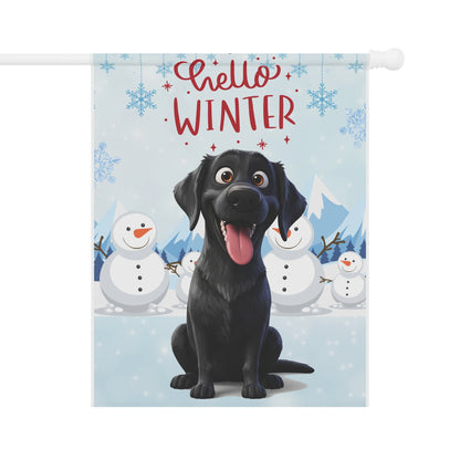 Labrador Hello Winter Garden Banner