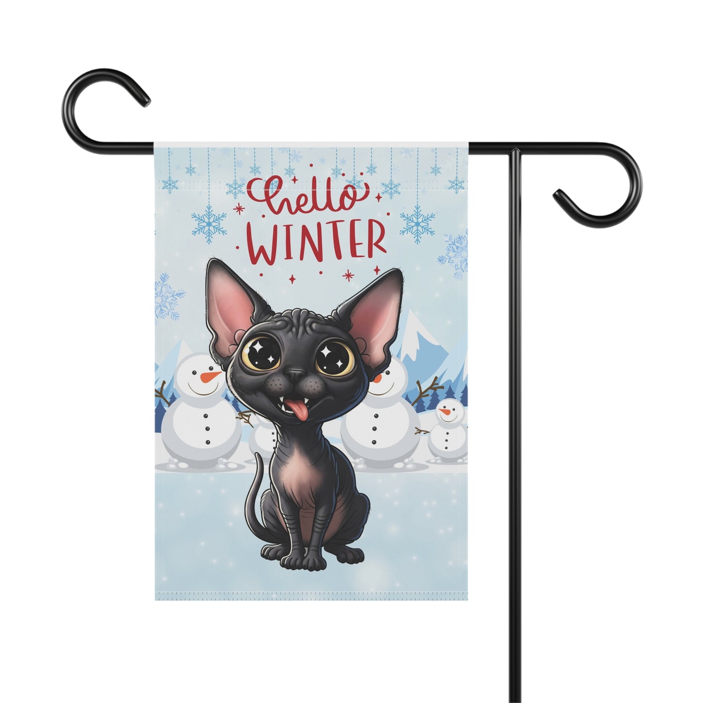 Sphynx Cat Hello Winter Garden Banner