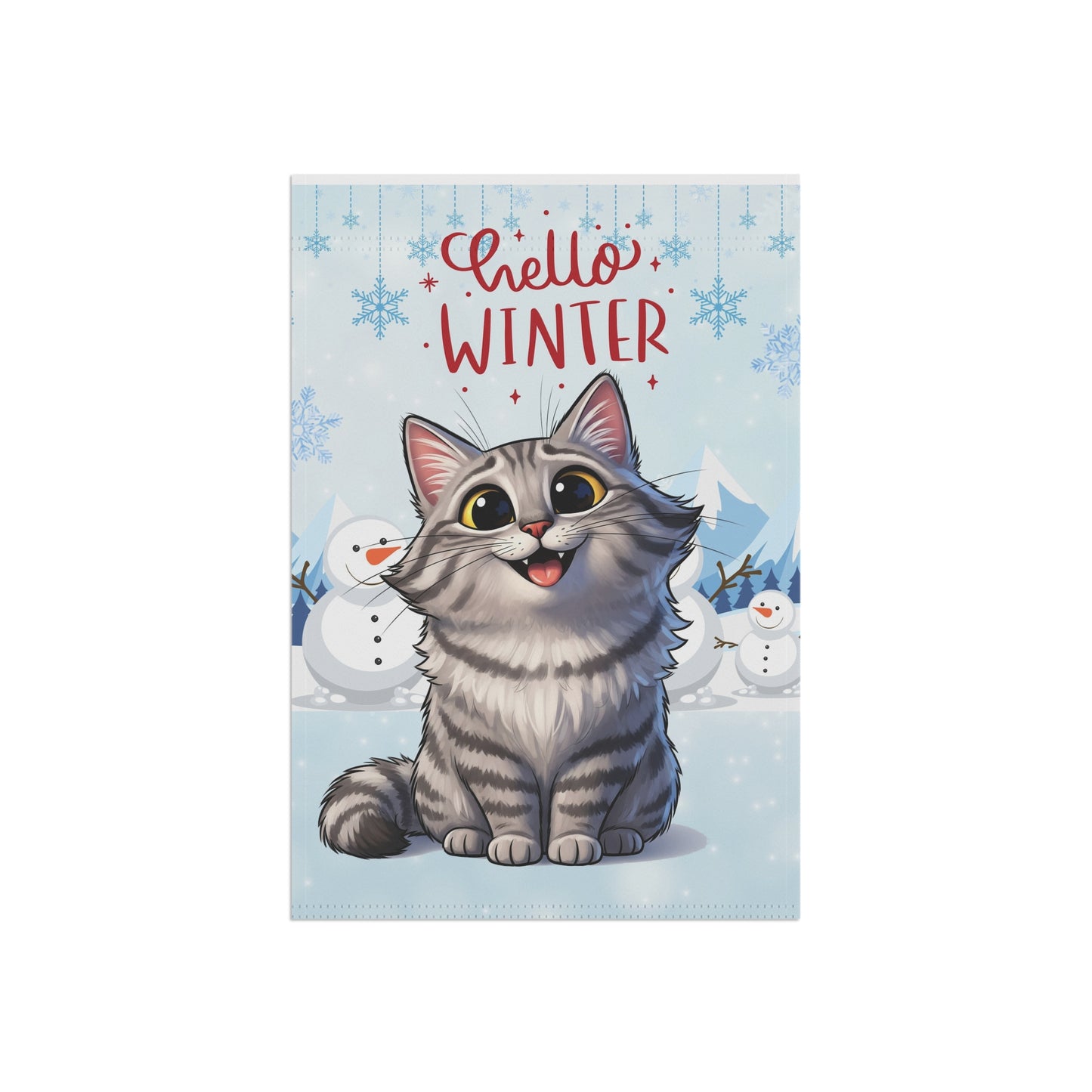 Siberian Cat Hello Winter Garden Banner