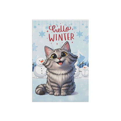 Siberian Cat Hello Winter Garden Banner