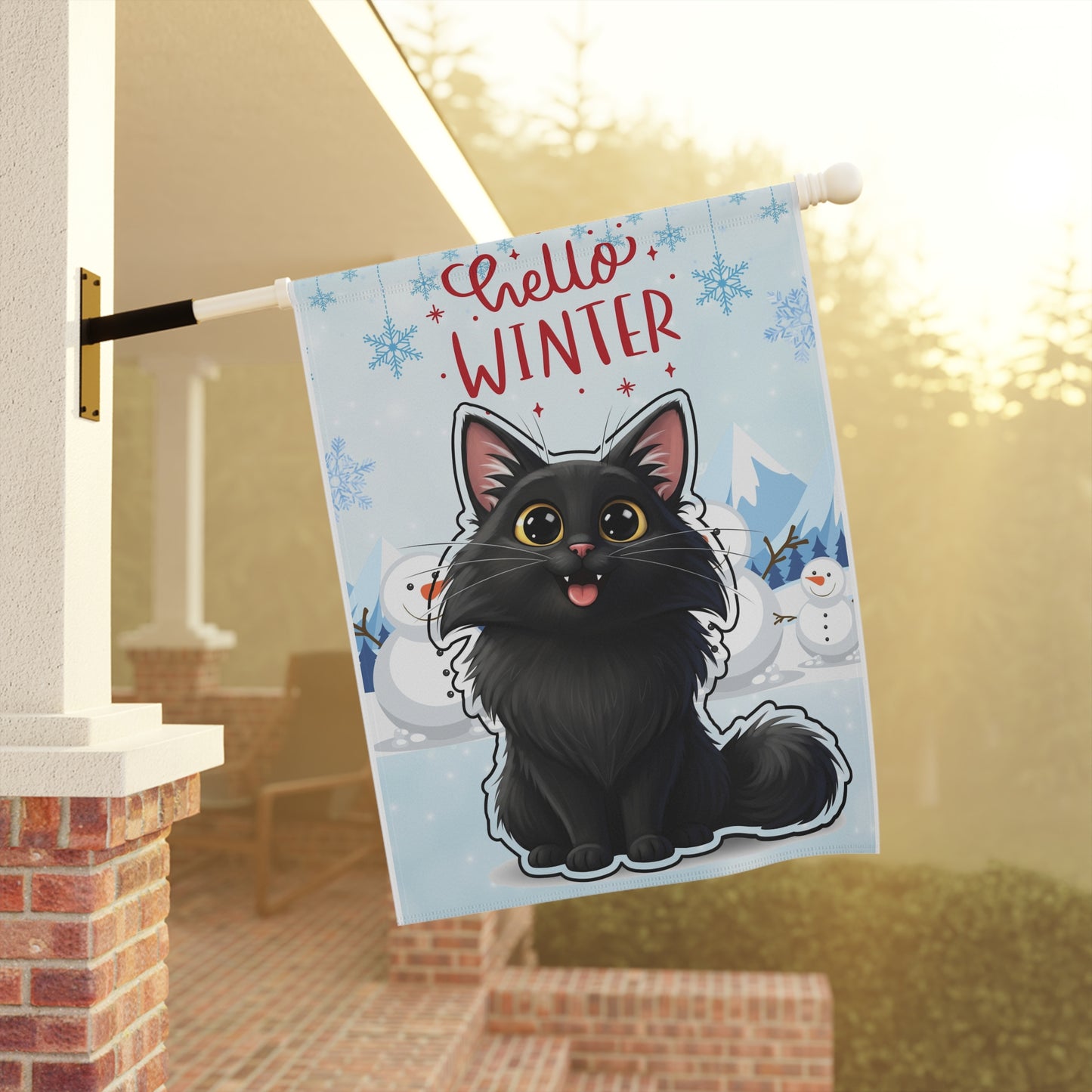 Norwegian Forest Hello Winter Garden Banner
