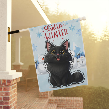 Norwegian Forest Hello Winter Garden Banner