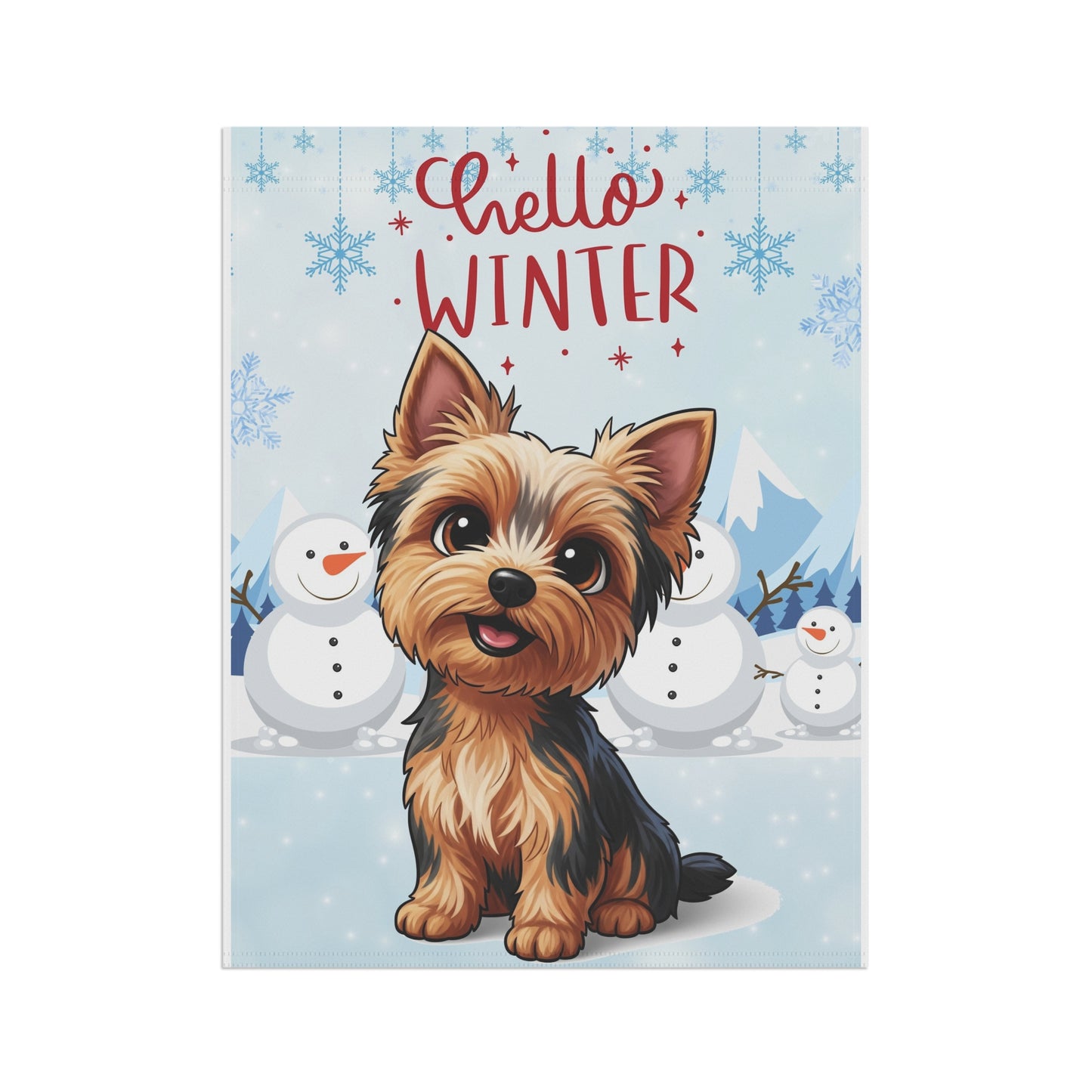 Yorkie Hello Winter Garden Banner
