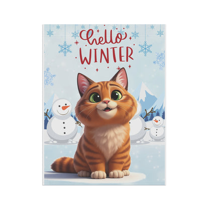 Short hair orange tabby cat Hello Winter Garden Banner