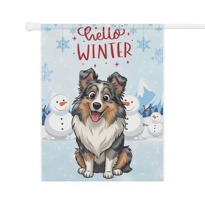 Sheltie Hello Winter Garden Banner