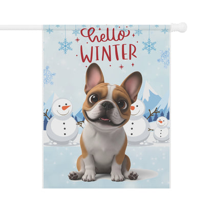 Frenchie Hello Winter Garden Banner