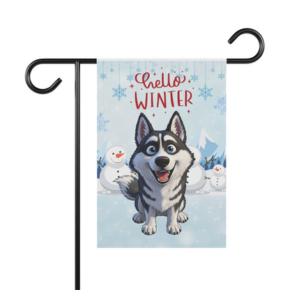 Husky Hello Winter Garden Banner