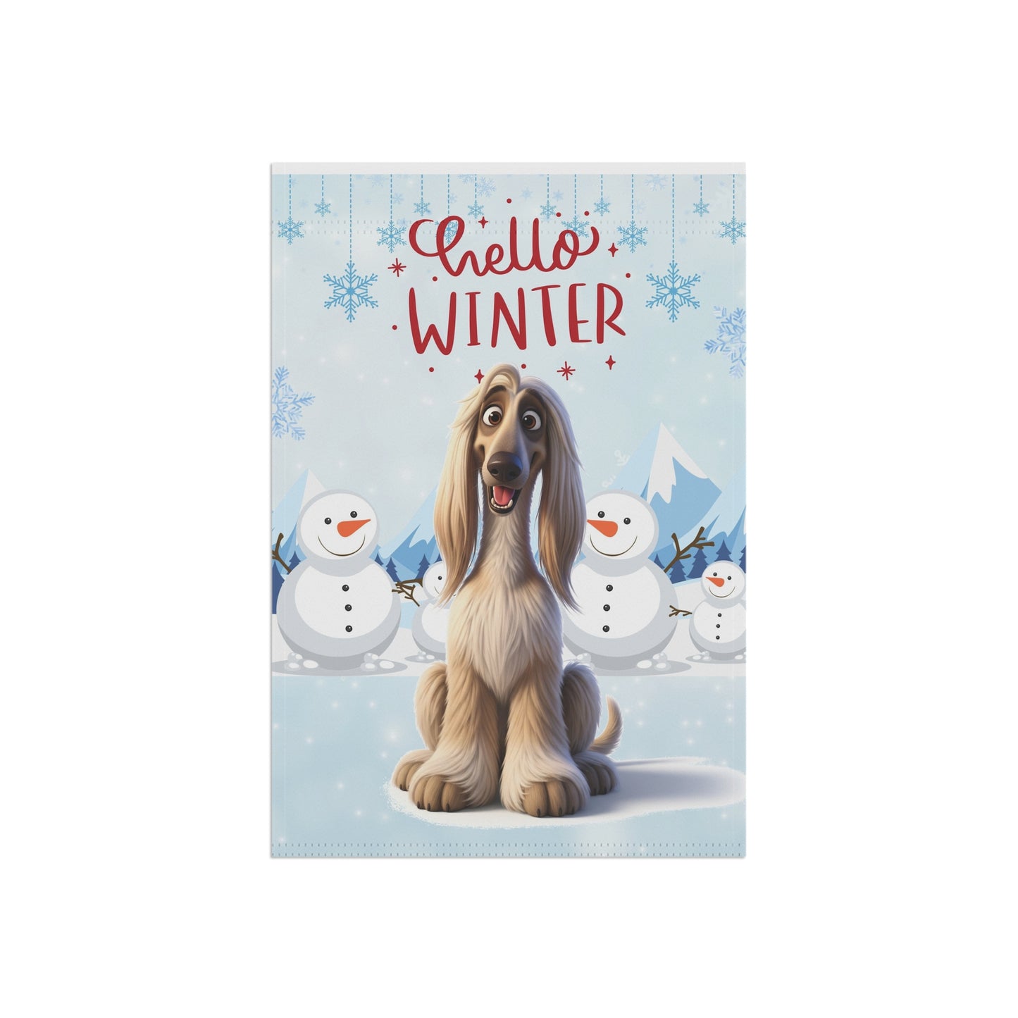 Afghan Hound Hello Winter Garden Banner