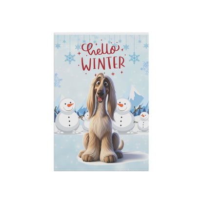 Afghan Hound Hello Winter Garden Banner