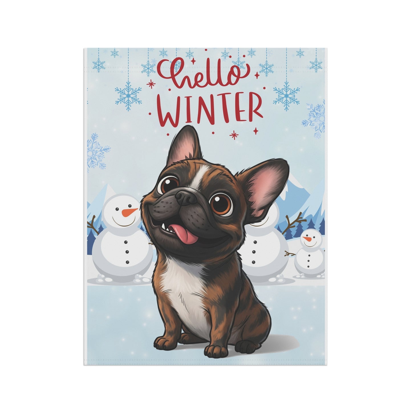 Frenchie Hello Winter Garden Banner