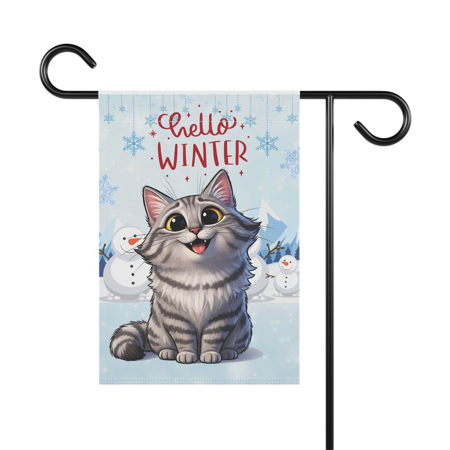 Siberian Cat Hello Winter Garden Banner